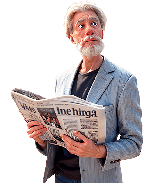 A man with a beard reading a newspaper in Somerset.