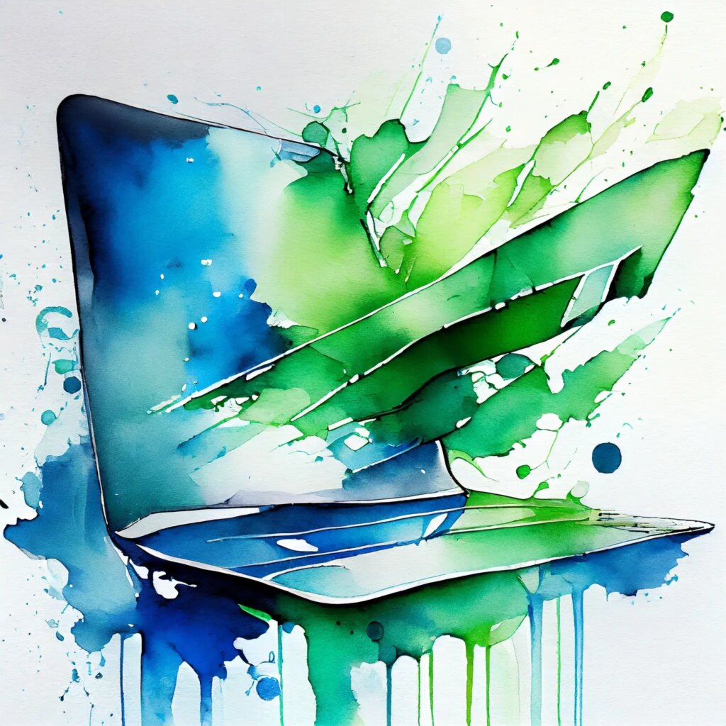 How to increase website traffic: nine ways that work 1 Abstract watercolor painting of an open laptop with vibrant blue and green splashes emanating from the screen.